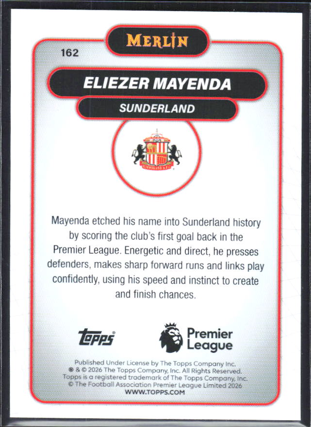 Eliezer Mayenda 2026 Merlin Premier League #162 – baksida