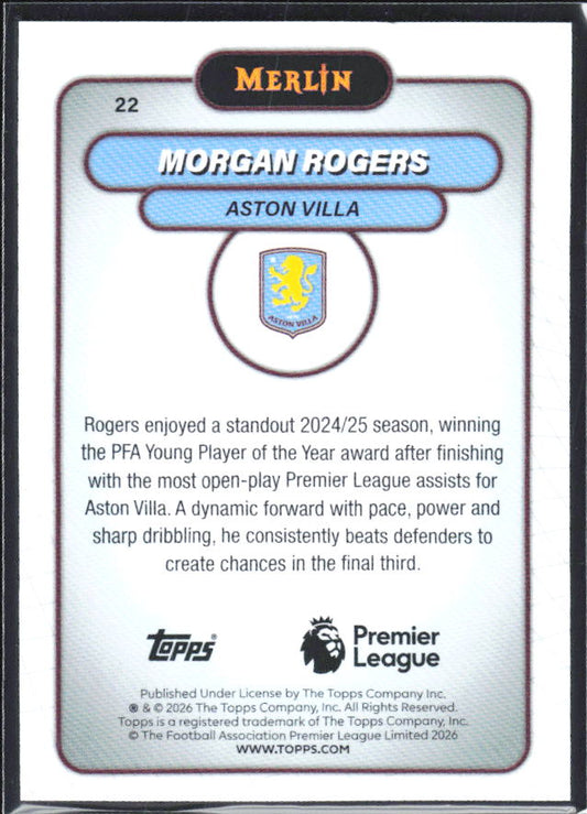 Morgan Rogers 2026 Merlin Premier League #22 – baksida