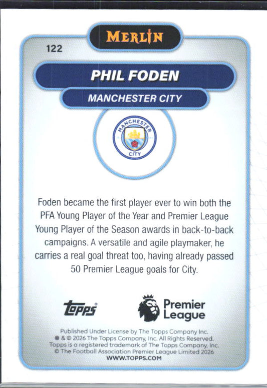 Phil Foden 2026 Merlin Premier League #122 – baksida