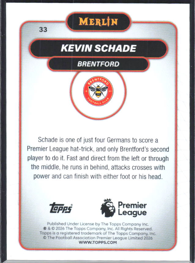 Kevin Schade 2026 Merlin Premier League #33 – baksida