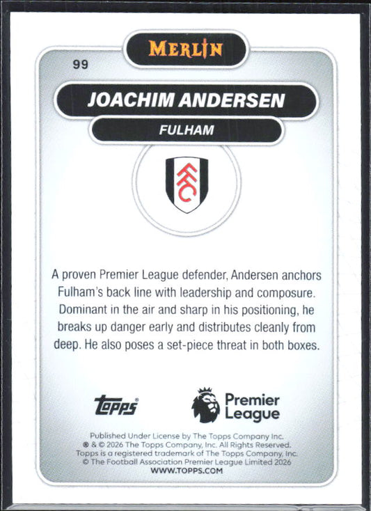 Joachim Andersen 2026 Merlin Premier League #99 – baksida