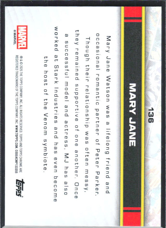 Mary Jane 2026 Chrome Marvel #136 – baksida