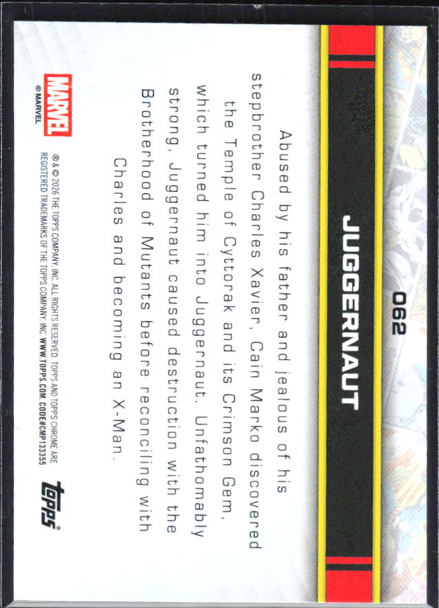 Juggernaut 2026 Chrome Marvel #062 – baksida