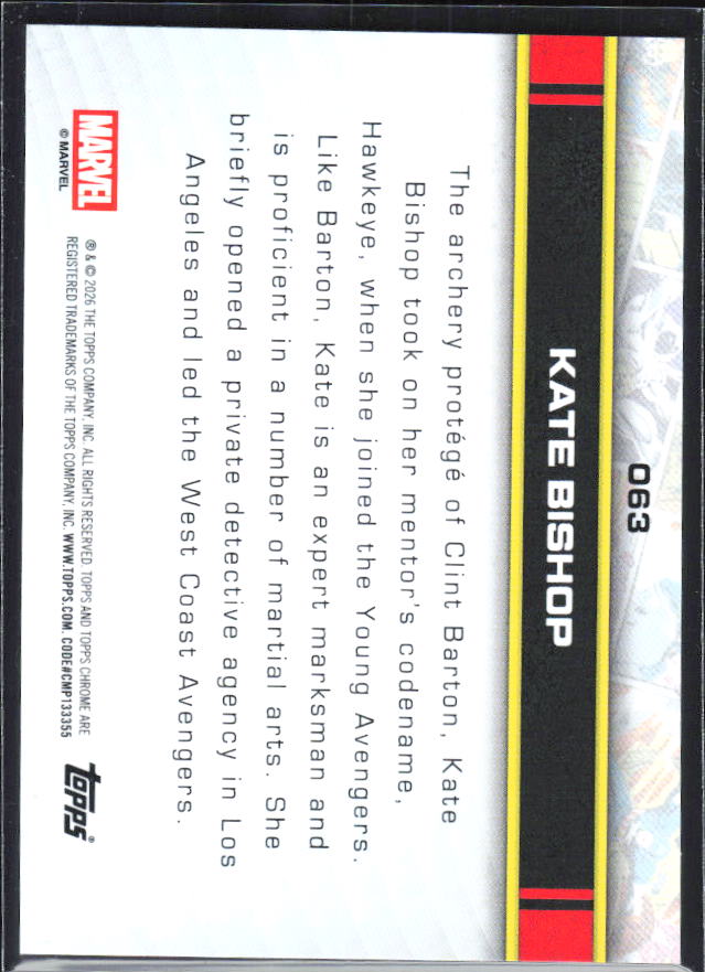 Kate Bishop 2026 Chrome Marvel #063 – baksida