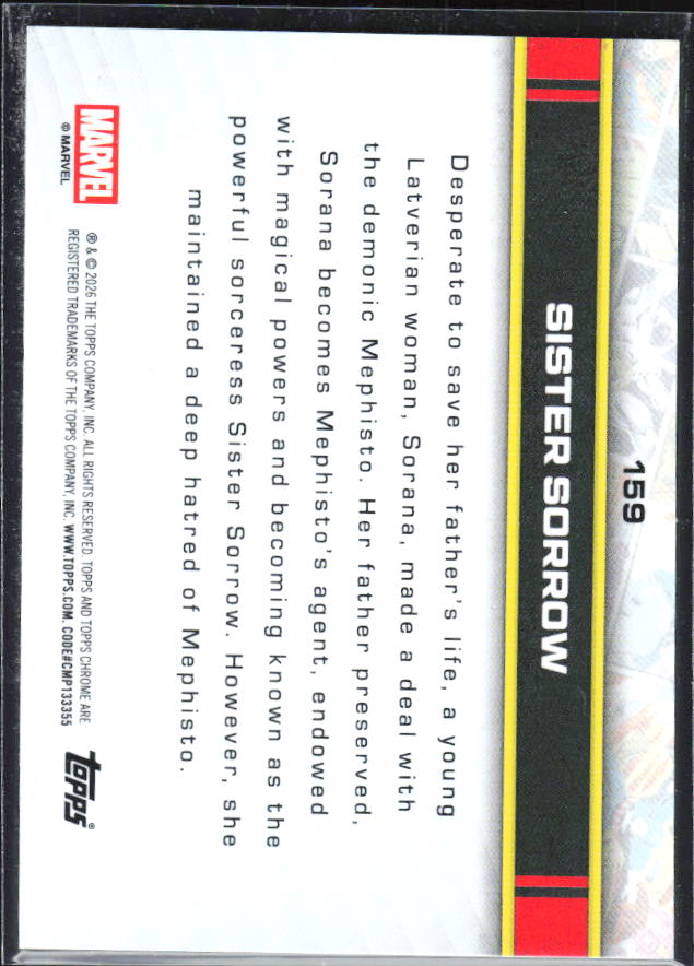 Sister Sorrow 2026 Chrome Marvel #159 – baksida