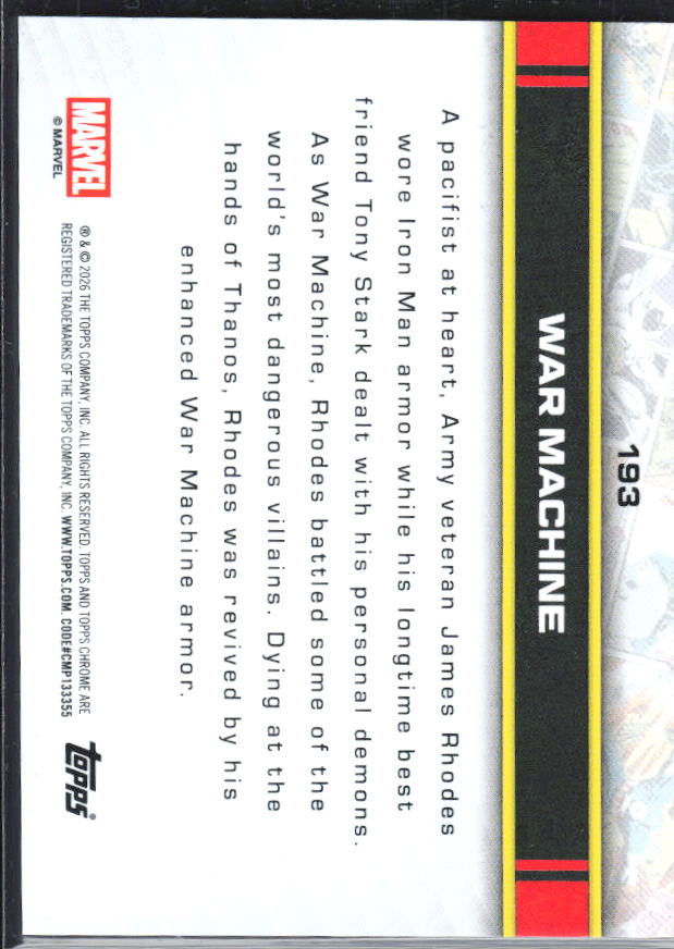 War Machine 2026 Chrome Marvel #193 – baksida
