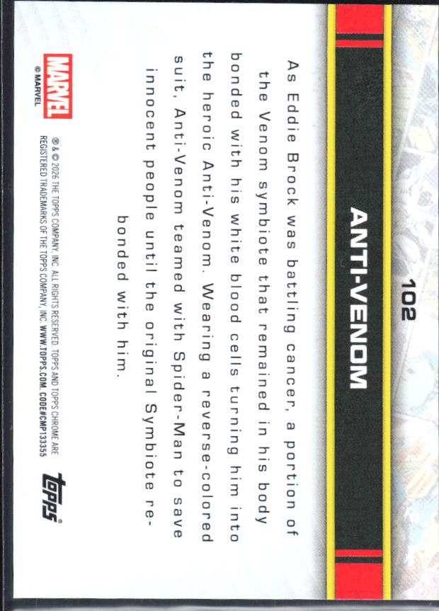 Anti-Venom 2026 Chrome Marvel #102 – baksida