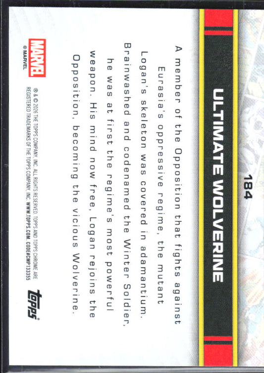 Ultimate Wolverine 2026 Chrome Marvel #184 – baksida