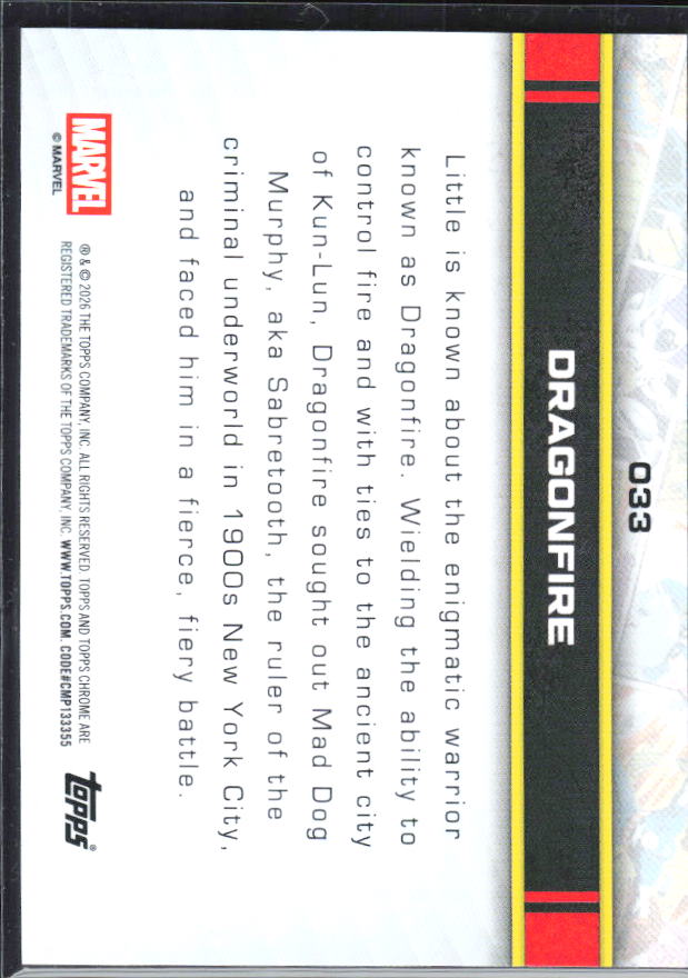 Dragonfire 2026 Chrome Marvel #033 – baksida