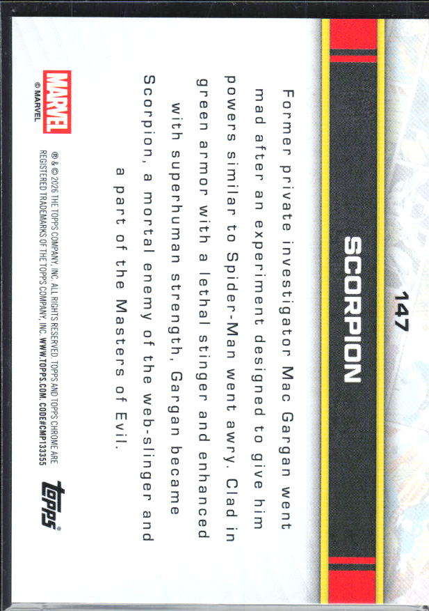 Scorpion 2026 Chrome Marvel #147 – baksida