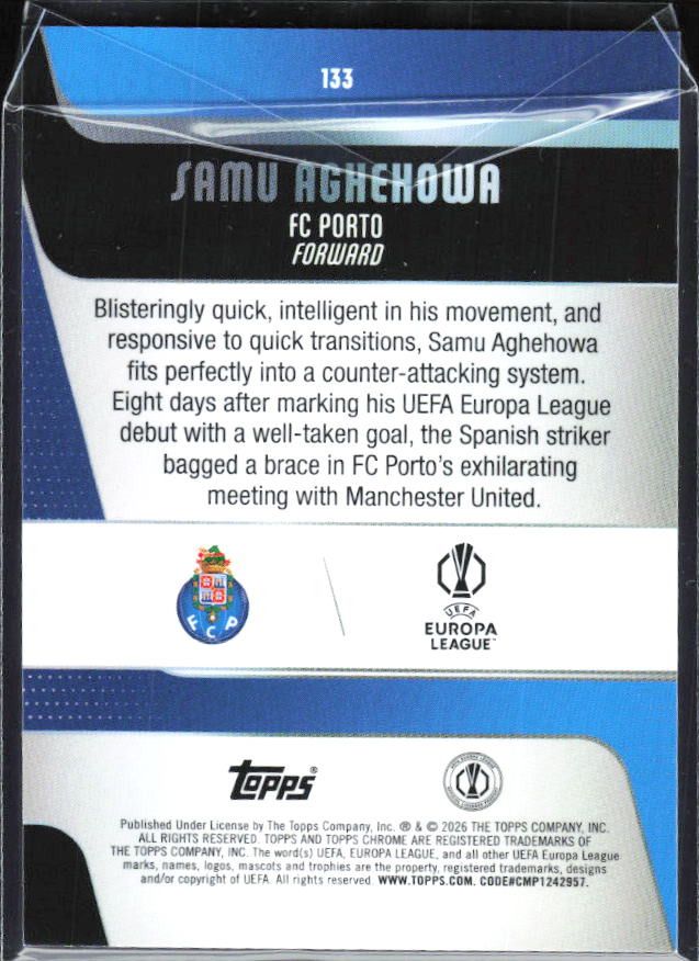 Samu Aghehowa 2025-26 Chrome UEFA #133 – baksida
