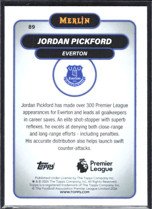 Jordan Pickford 2026 Merlin Premier League #89 – baksida