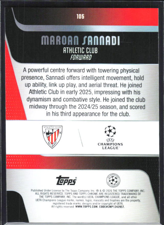 Maroan Sannadi 2025-26 Chrome UEFA #105 – baksida