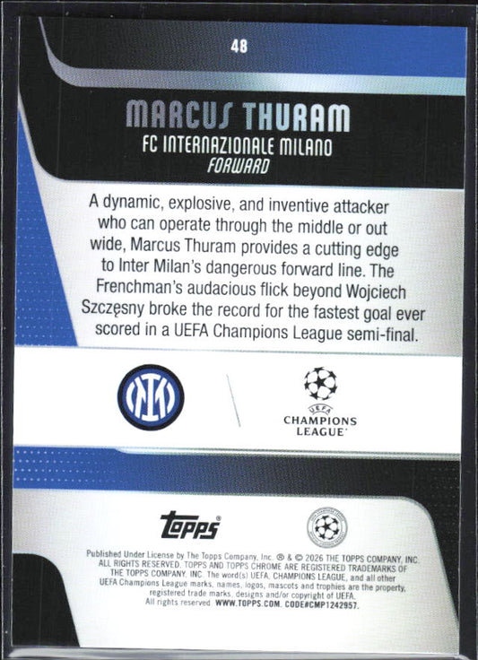 Marcus Thuram 2025-26 Chrome UEFA #48 – baksida