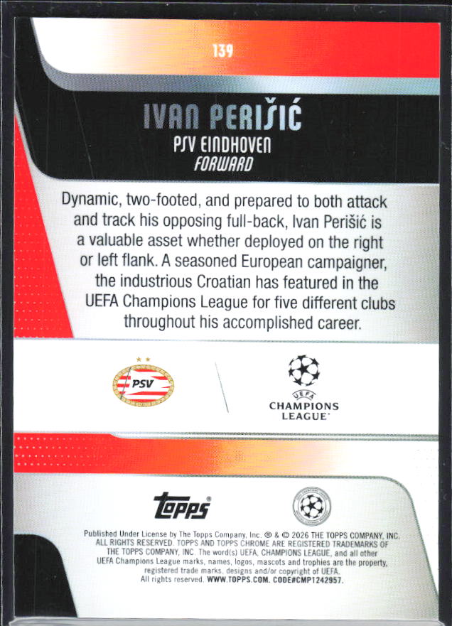Ivan Perišić 2025-26 Chrome UEFA #139 – baksida