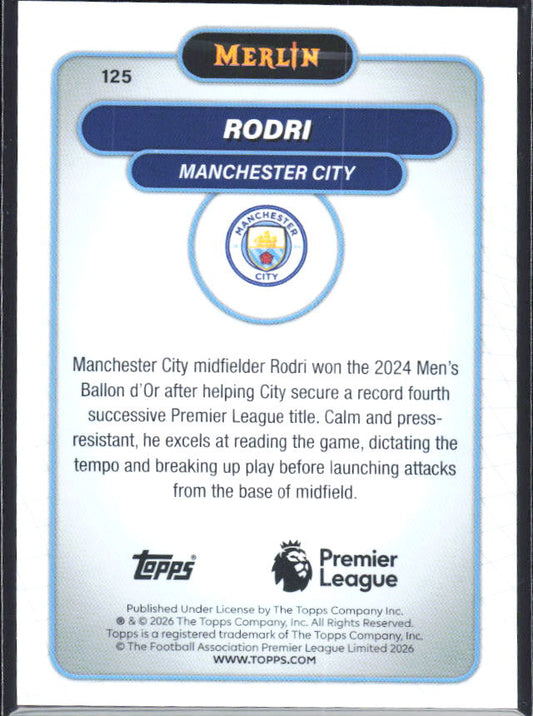 Rodri 2026 Merlin Premier League #125 – baksida