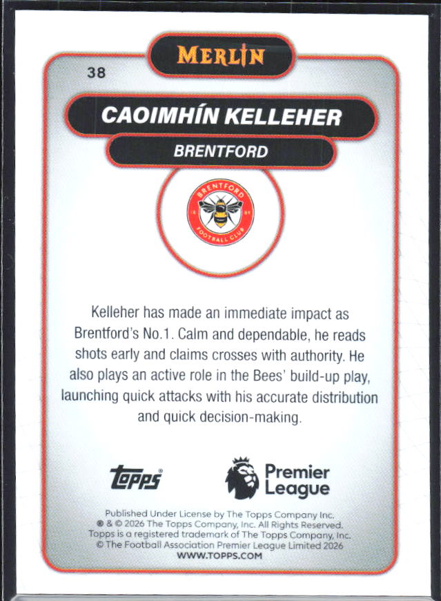 Caoimhín Kelleher 2026 Merlin Premier League #38 – baksida
