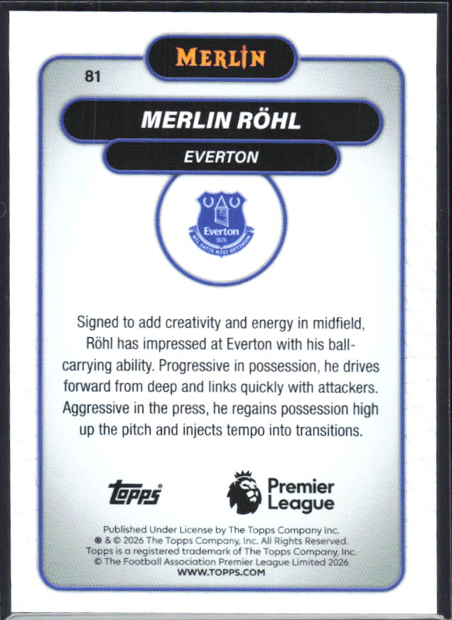 Merlin Röhl 2026 Merlin Premier League #81 – baksida