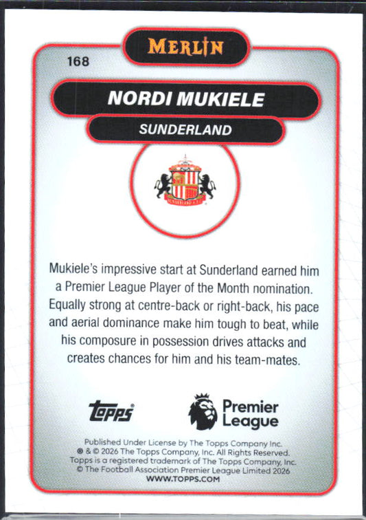 Nordi Mukiele 2026 Merlin Premier League #168 – baksida