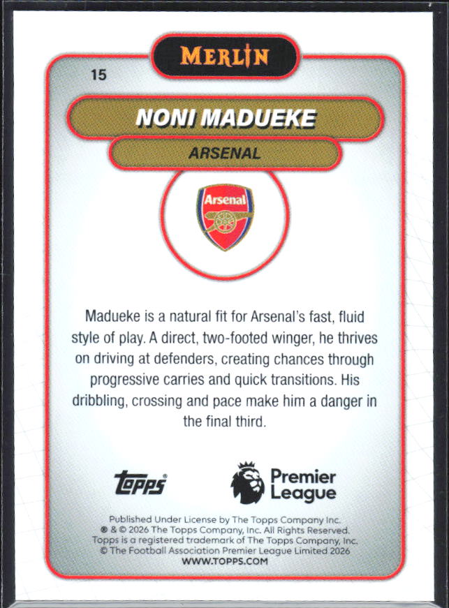 Noni Madueke 2026 Merlin Premier League #15 – baksida