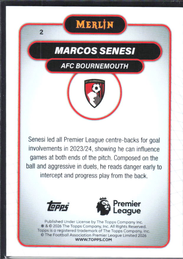 Marcos Senesi 2026 Merlin Premier League #2 – baksida