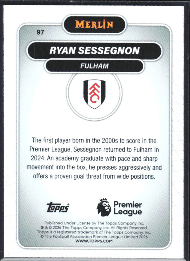 Ryan Sessegnon 2026 Merlin Premier League #97 – baksida