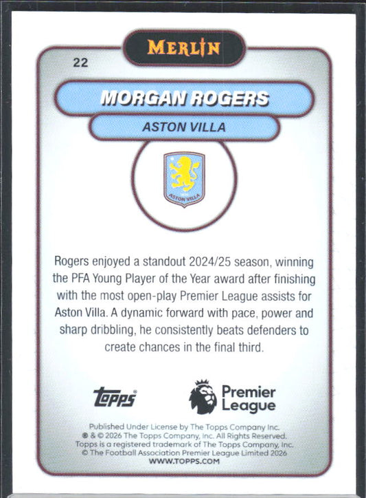 Morgan Rogers 2026 Merlin Premier League #22 – baksida