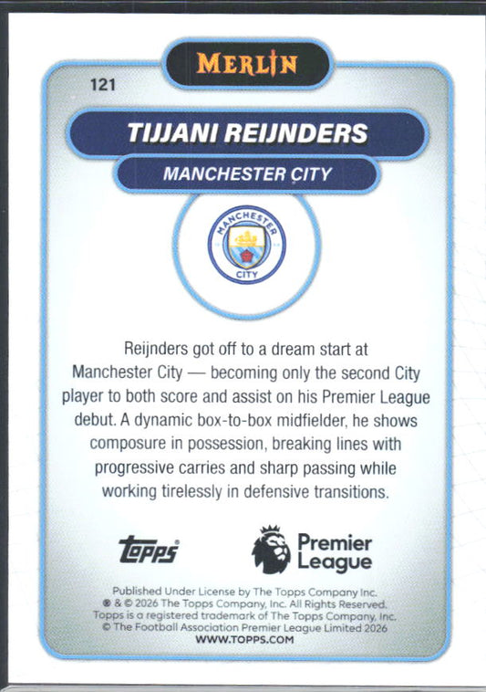 Tijjani Reijnders 2026 Merlin Premier League #121 – baksida