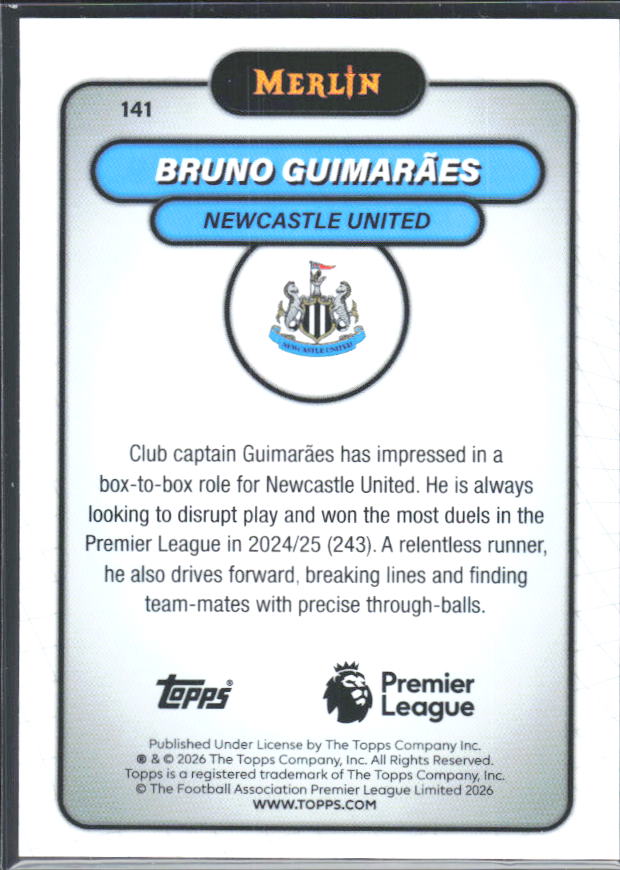 Bruno Guimarães 2026 Merlin Premier League #141 – baksida