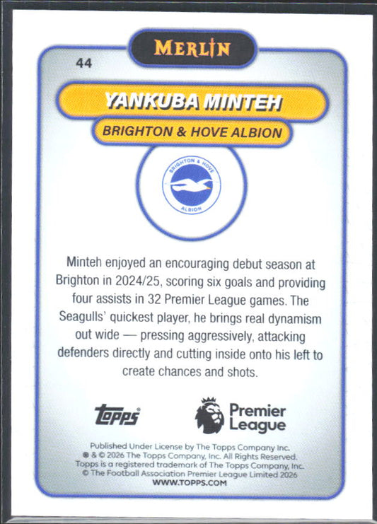 Yankuba Minteh 2026 Merlin Premier League #44 – baksida