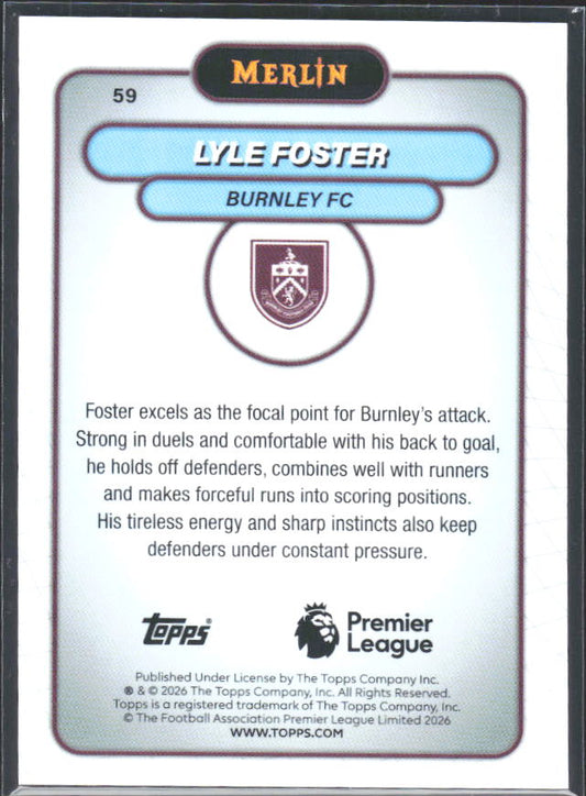 Lyle Foster 2026 Merlin Premier League #59 – baksida