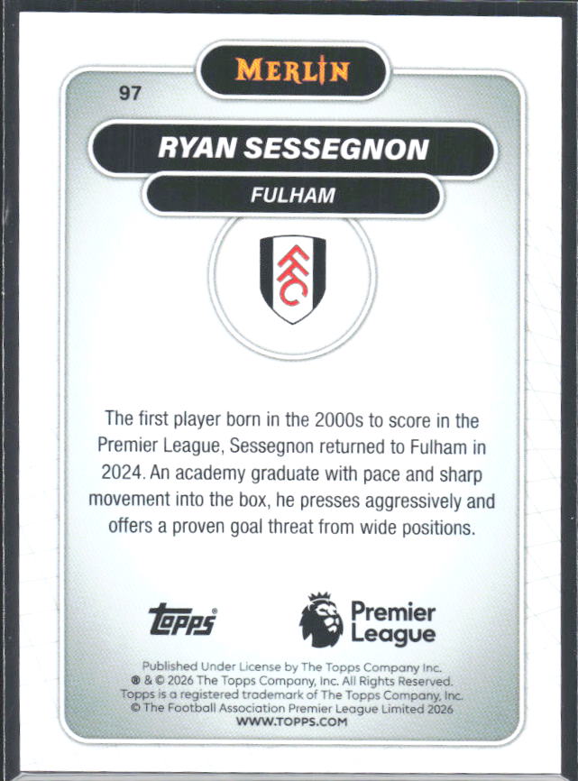 Ryan Sessegnon 2026 Merlin Premier League #97 – baksida