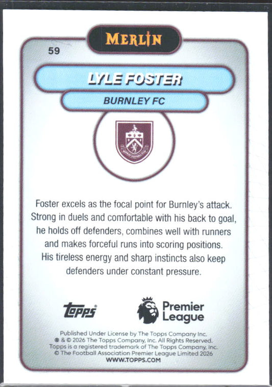 Lyle Foster 2026 Merlin Premier League #59 – baksida