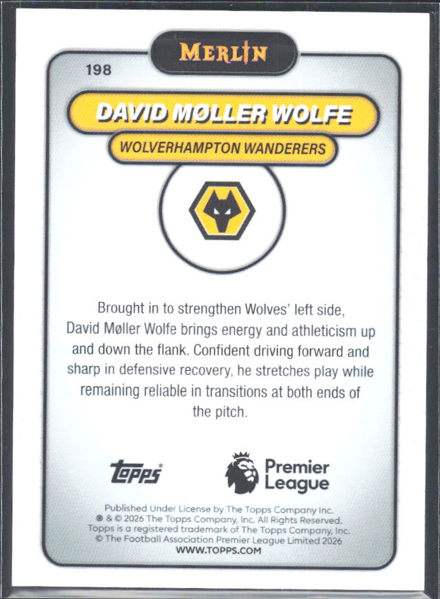 David Møller Wolfe 2026 Merlin Premier League #198 – baksida