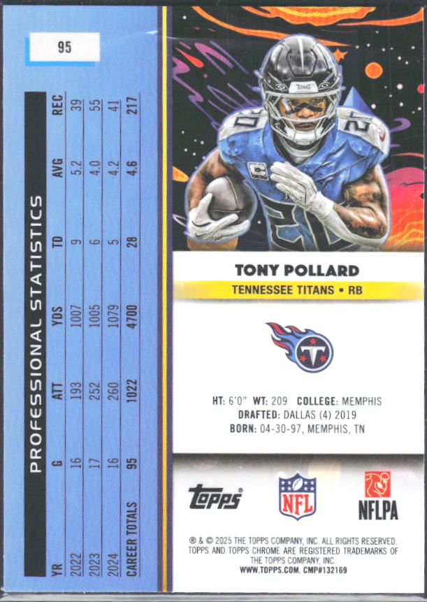 Tony Pollard 2025 Cosmic Chrome #95 – baksida