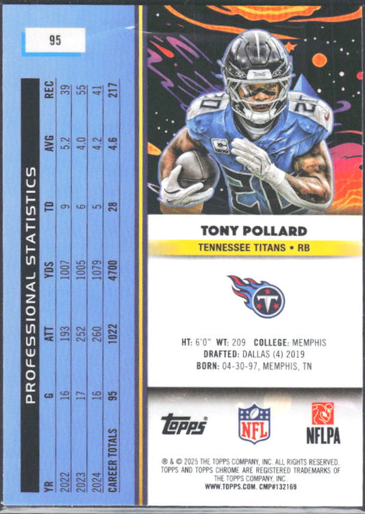 Tony Pollard 2025 Cosmic Chrome #95 – baksida