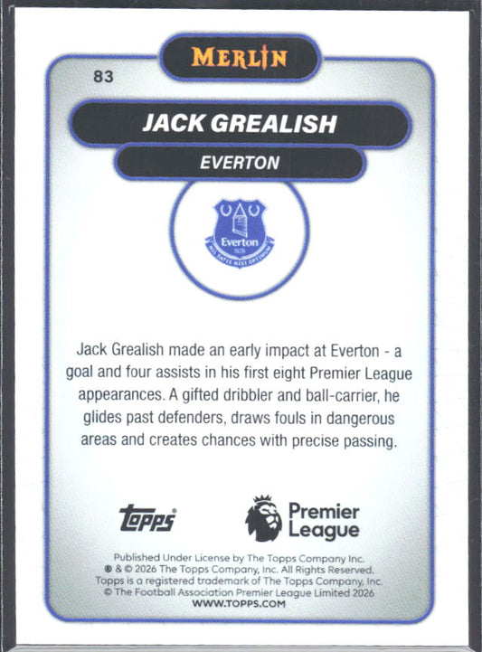 Jack Grealish 2026 Merlin Premier League #83 – baksida