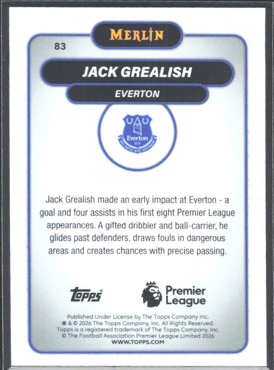 Jack Grealish 2026 Merlin Premier League #83 – baksida