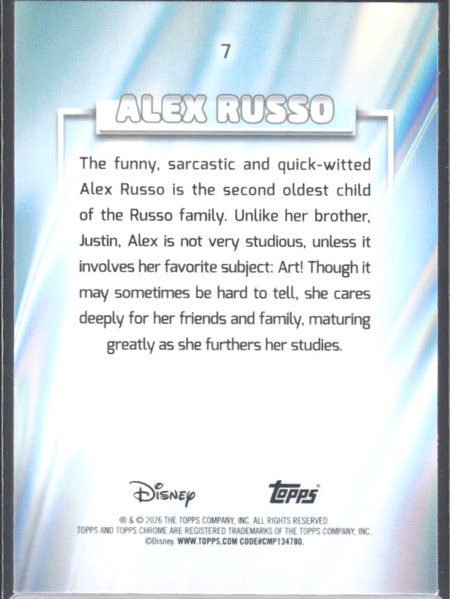 Alex Russo 2026 Chrome Disney #7 – baksida