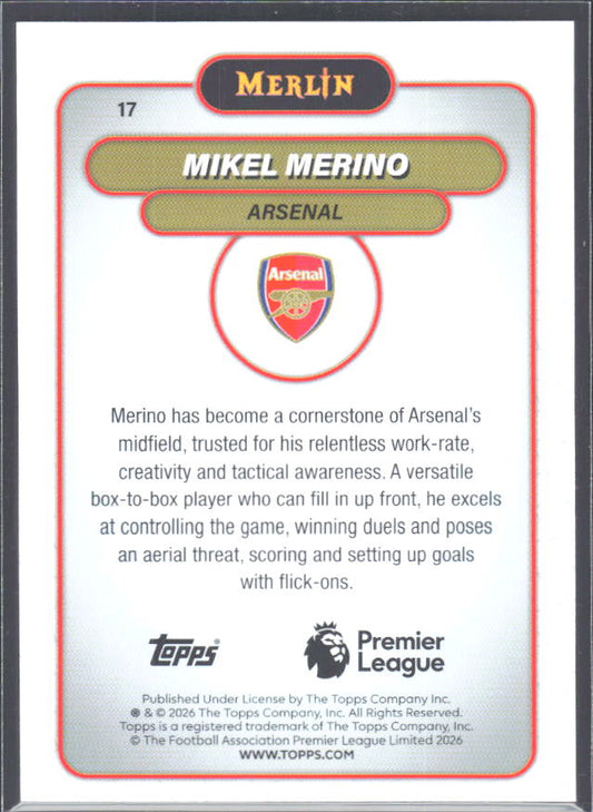 Mikel Merino 2026 Merlin Premier League #17 – baksida