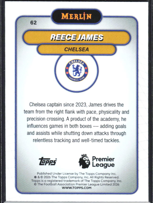 Reece James 2026 Merlin Premier League #62 – baksida
