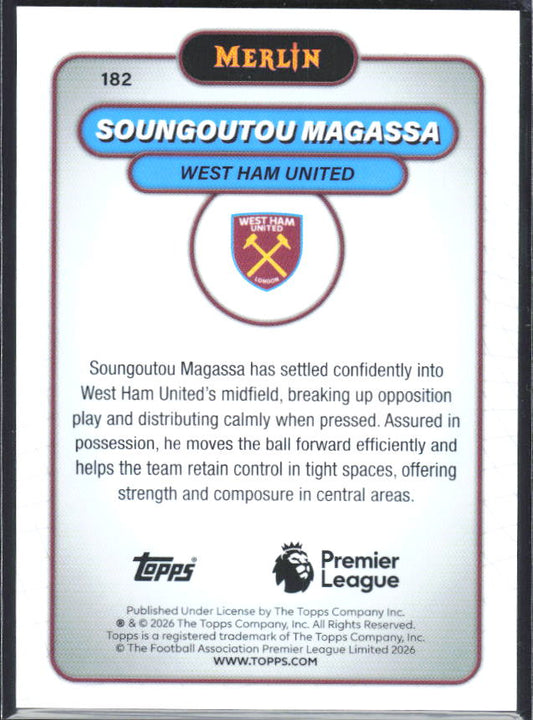 Soungoutou Magassa 2026 Merlin Premier League #182 – baksida