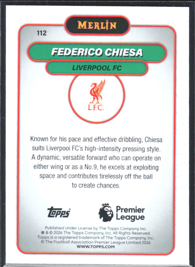 Federico Chiesa 2026 Merlin Premier League #112 – baksida