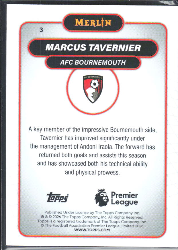 Marcus Tavernier 2026 Merlin Premier League #3 – baksida