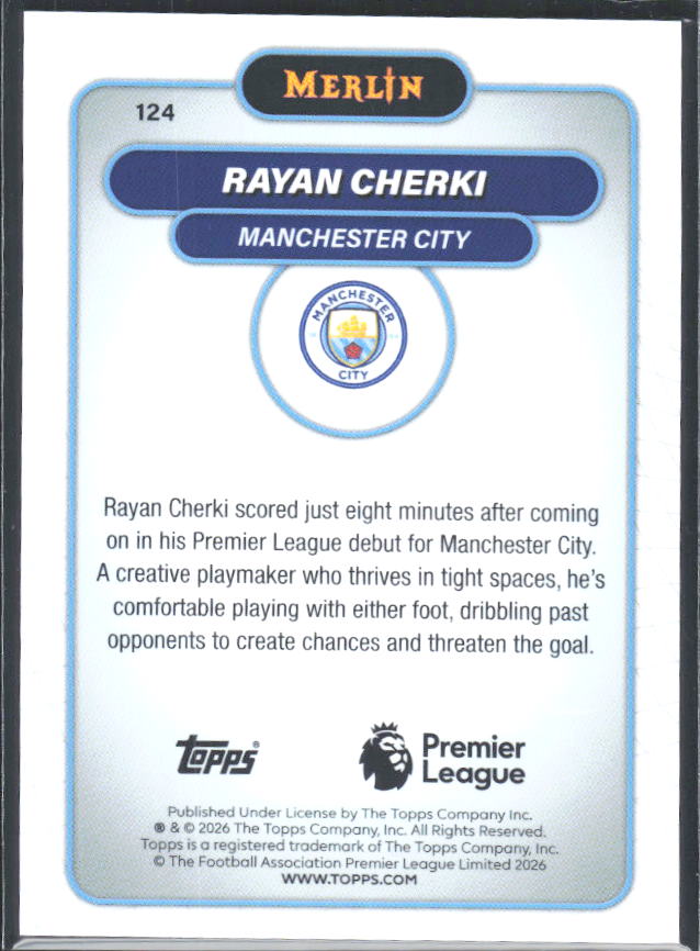Rayan Cherki 2026 Merlin Premier League #124 – baksida