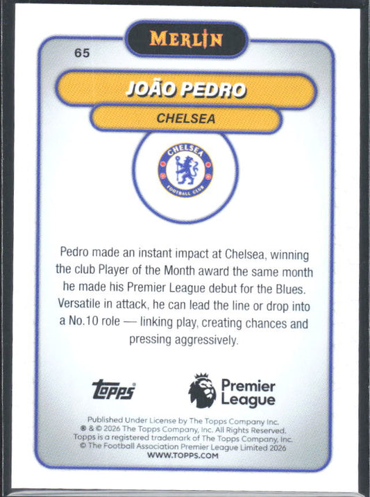 João Pedro 2026 Merlin Premier League #65 – baksida