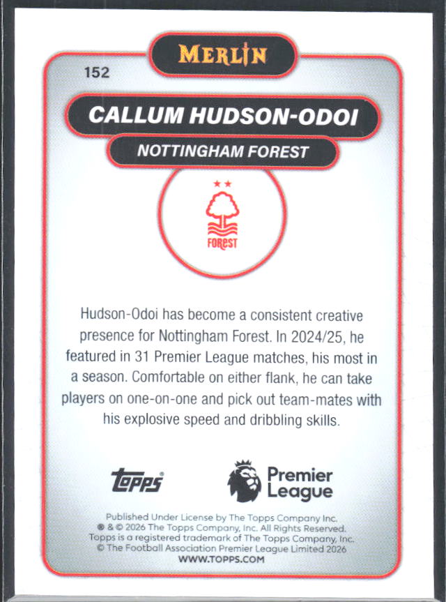 Callum Hudson-Odoi 2026 Merlin Premier League #152 – baksida