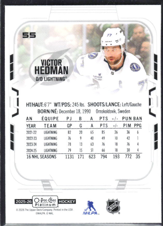 Victor Hedman 2025-26 O-Pee-Chee Platinum #55 – baksida