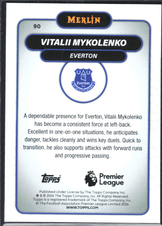 Vitalii Mykolenko 2026 Merlin Premier League #90 – baksida