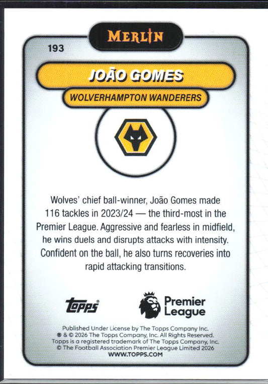 João Gomes 2026 Merlin Premier League #193 – baksida